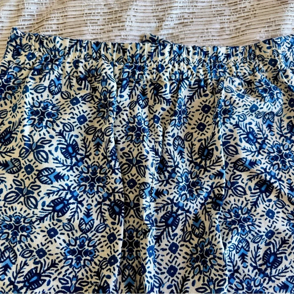 Joie Linen Blend Wide Leg Cropped Blue White Boho Tie Waist Pant Size 10. - Picture 7 of 7
